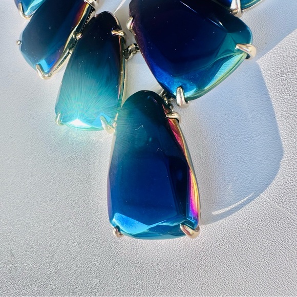 Kendra Scott Iridescent gold purple blue green Harlow Necklace - Picture 12 of 12